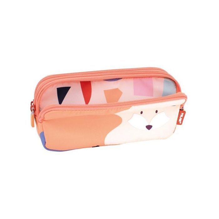Milan Estuche Portatodo 3 Cremalleras Serie Especial Fun Animals Naranja