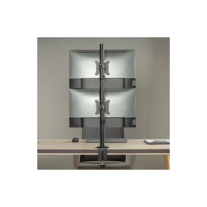 AISENS - SOPORTE DE MESA ECO GIRATORIO E INCLINABLE PARA 2 MONITOR/TV 9KG DE 17-32, NEGRO