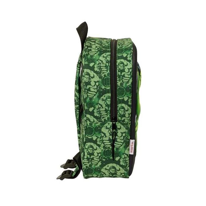 Mochila Escolar Hulk Negro Verde 22 x 27 x 10 cm 3D 2