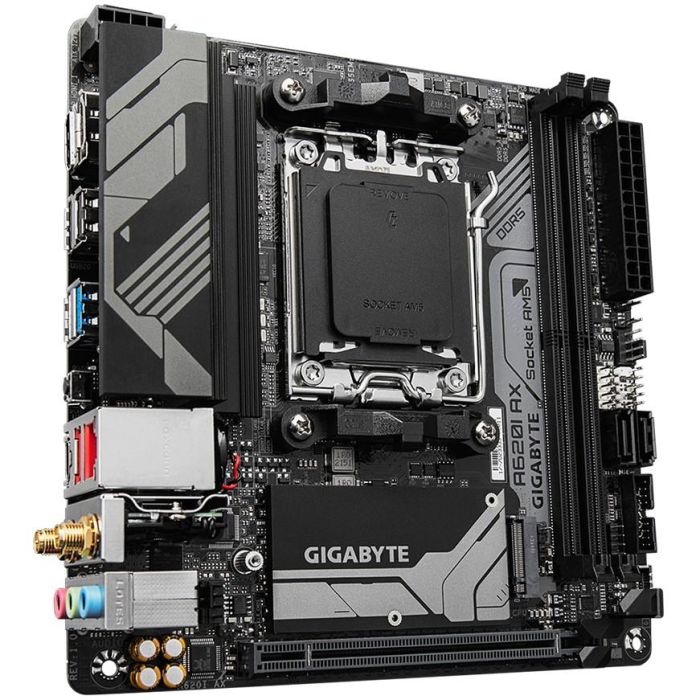Gigabyte A620I AX (A620.AM5.mITX.DDR5) Placa Base mini-ITX AMD A620 Socket AM5 DDR5 Wi-Fi 6E LAN 2.5GbE 2 Gigabyte A620I AX (A620.AM5.mITX.DDR5) Placa Base mini-ITX AMD A620 Socket AM5 DDR5 Wi-Fi 6E LAN 2.5GbE 2