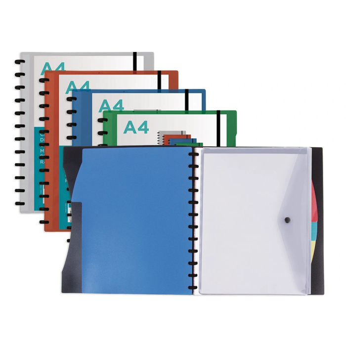 Liderpapel Carpeta A4 con 40 Fundas Intercambiables, 5 Separadores, Sobre y Gomilla, Portada y Lomo Personalizable, Azul 5