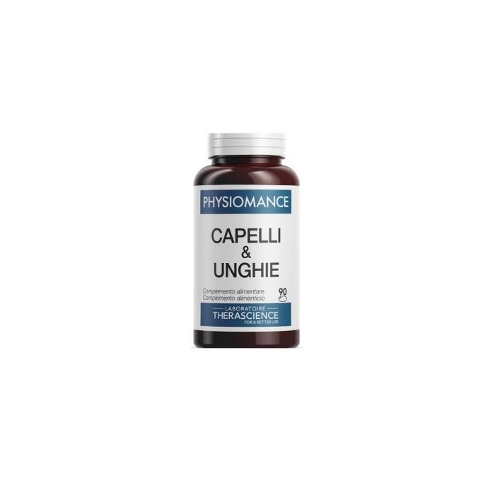 Physiomance Cabello y Uñas THERASCIENCE 90 cápsulas. Fortalece, disminuye la caída y fragilidad, para cabello seco y débil.