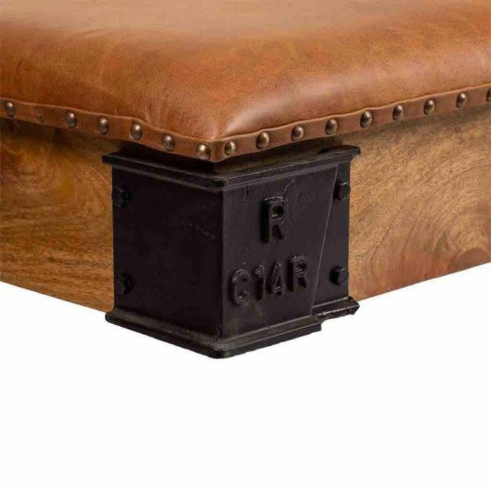 Mesa de Centro Alexandra House Living Cuero Madera Hierro 90 x 52 x 165 cm 3