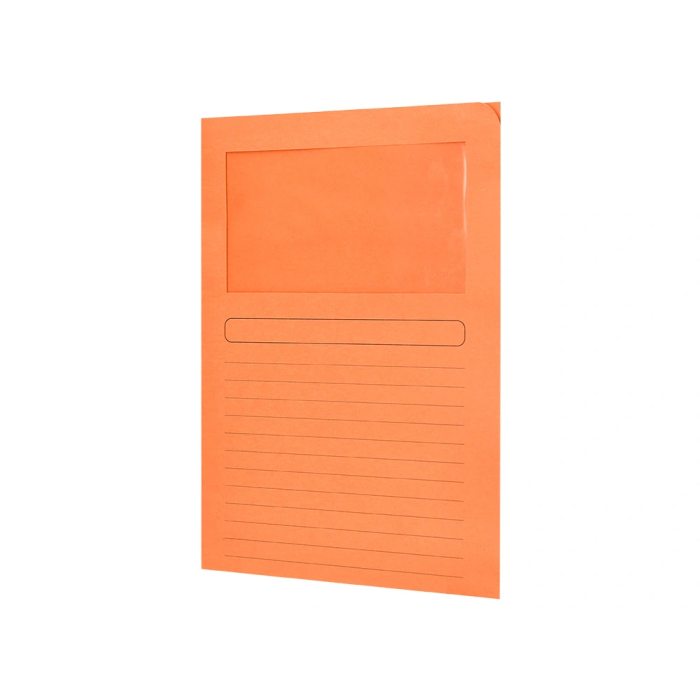 Q-connect Subcarpeta Cartulina A4 Naranja con Ventana Transparente 120 g/m² 2