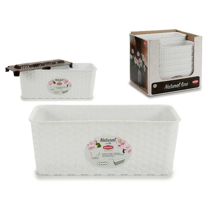 Jardinera Natural Reser Agua 30 cm Blanco Stefanplast - 29x11x12.5 cm (12 Unidades) Jardinera Natural Reser Agua 30 cm Blanco Stefanplast - 29x11x12.5 cm (12 Unidades)