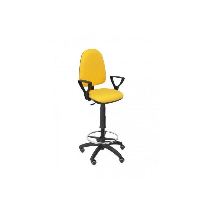 Taburete Piqueras Y Crespo Ayna Brazos Fijos Ergonomico Mecanismo De Contacto Permanente Regulable En Altura Y Aro Reposapies Ruedas De Parquet Asiento Y Respaldo Tapizados Bali Amarillo