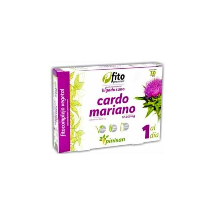 PINISAN Fito Premium Cardo Mariano 30 Cápsulas, Silimarina, Vegan, Sin Gluten ni Lactosa
