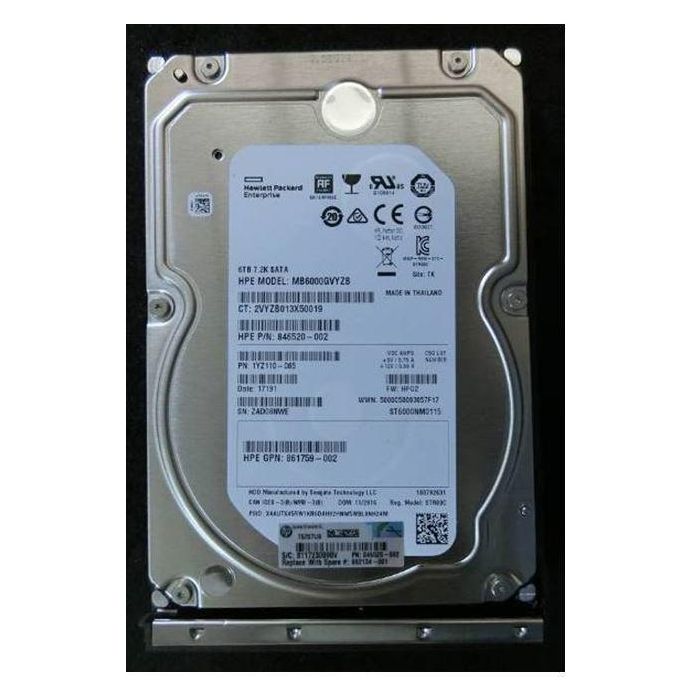 Hewlett Packard Enterprise Disco Duro 6TB SATA - Recambio Compatible y Calificado