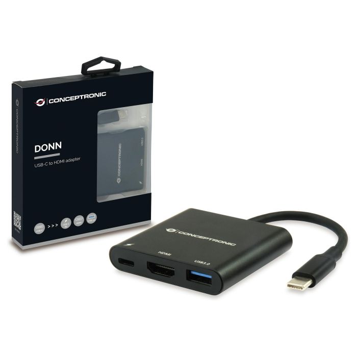 Conceptronic DONN01B Adaptador USB-C a HDMI/USB-A/60W PD, 15cm 4 Conceptronic DONN01B Adaptador USB-C a HDMI/USB-A/60W PD, 15cm 4