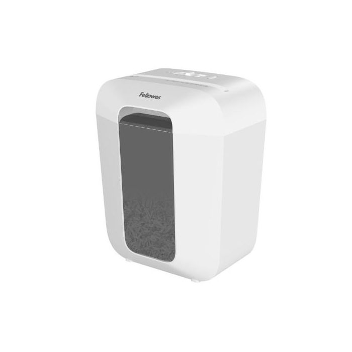 Fellowes LX50 Destructora de Papel Corte en Partículas 4x37mm P-4, 9 Hojas, 17L, Bloqueo Seguridad, Hogar y Oficina, Blanca