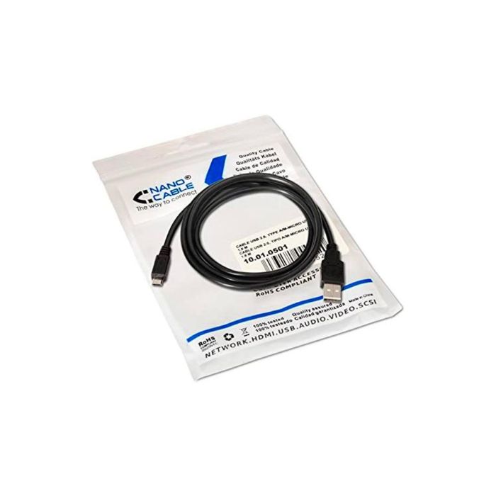 Cable Usb Nanocable 2.0 Tipo A-M-Micro Usb B-M Color Negro Longitud 0,8 M 3