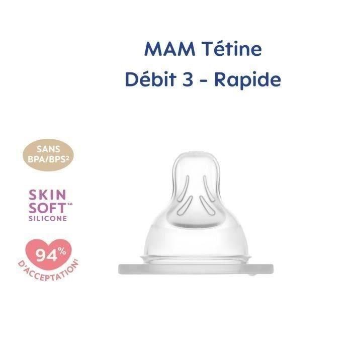 MAM Tetina Anatómica para Biberón de Silicona Flujo Rápido Nivel 3 Pack 2 Unidades Transparente Diseño Succión Natural Similar Seno 1 MAM Tetina Anatómica para Biberón de Silicona Flujo Rápido Nivel 3 Pack 2 Unidades Transparente Diseño Succión Natural Similar Seno 1
