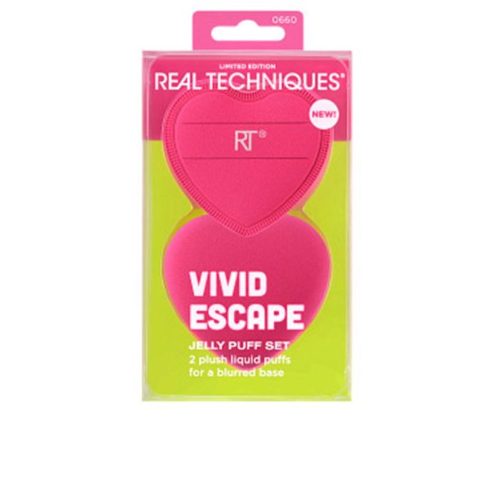 Real Techniques Vivid Escape Jelly Puff Estuche 2 Borlas de Maquillaje para Base y Corrector Líquido/Crema, Veganas, Sin Látex Real Techniques Vivid Escape Jelly Puff Estuche 2 Borlas de Maquillaje para Base y Corrector Líquido/Crema, Veganas, Sin Látex