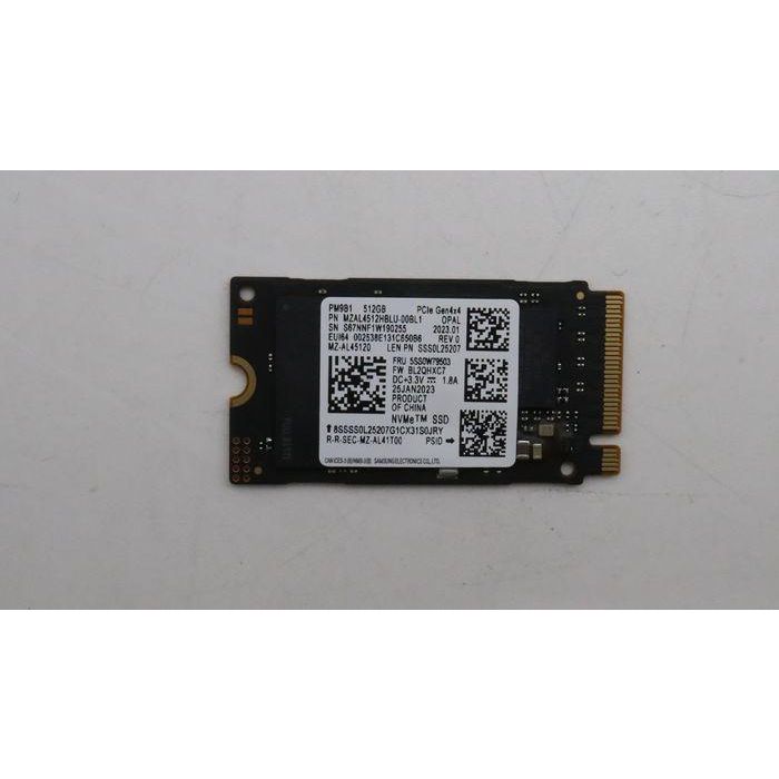 Lenovo M.2 2242 SSD with 512GB capacity, PCIe 4.0 x4 interface, NVMe, and OPAL security for enhanced data protection. Lenovo M.2 2242 SSD with 512GB capacity, PCIe 4.0 x4 interface, NVMe, and OPAL security for enhanced data protection.