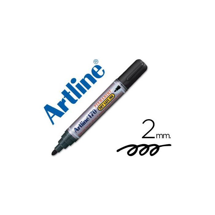 Rotulador Artline Marcador Permanente 170 Negro Punta Redonda 2 mm Antisecado 12 unidades