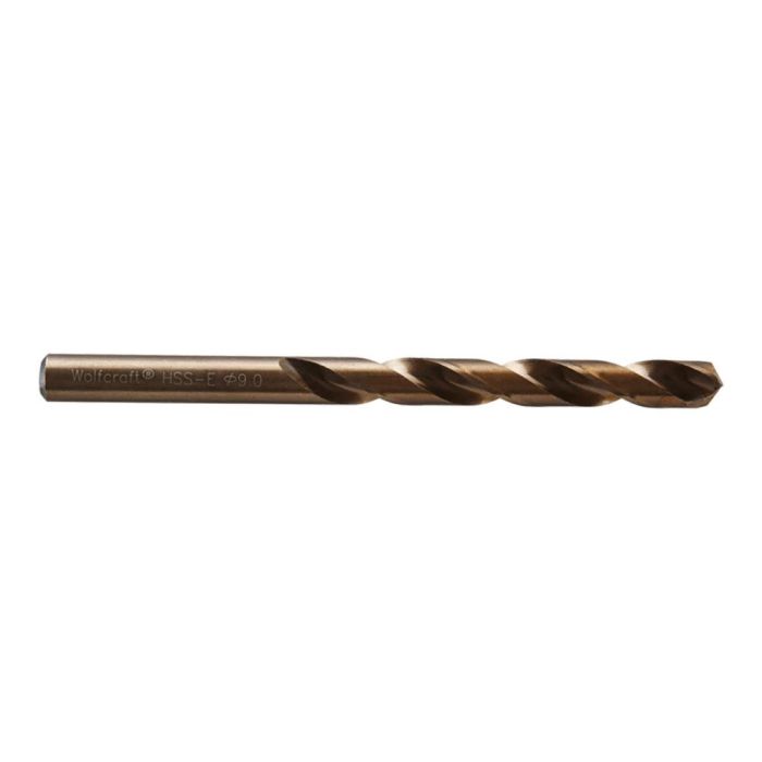 Wolfcraft Broca para Metal HSS Cobalto Rectificada Ø9x125 mm / Long. Trab. 81 mm - Punta 130° para Acero Inoxidable y Materiales Duros