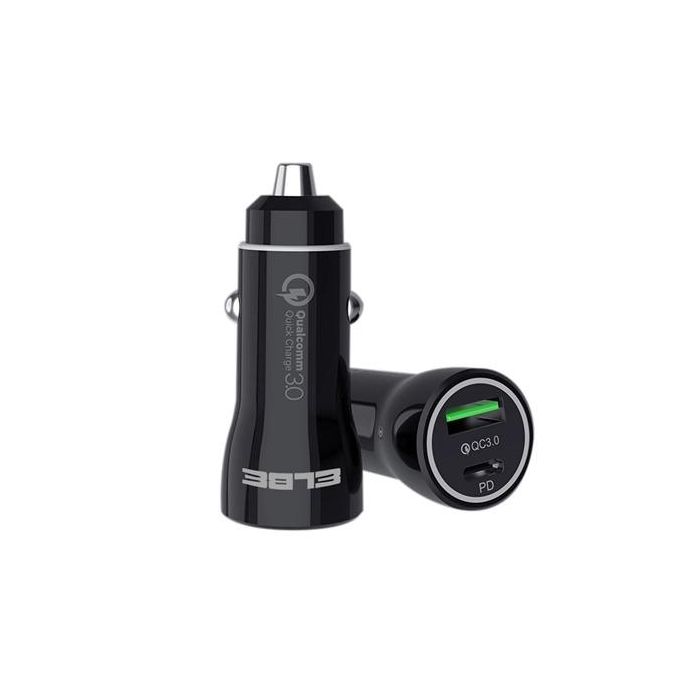 Cargador Dual Usb+Type C Coche Pd+Qc3.0 20W Negro ELBE CARG-2515-QC 1