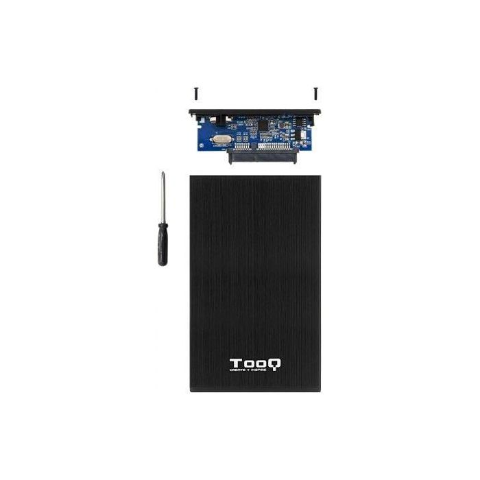 Tooq TQE-2527B Caja Externa para Disco Duro 2.5" USB 3.1 Gen 1 5Gbps UASP, compatible HDD/SSD SATA III 4TB, Aluminio Negro 2