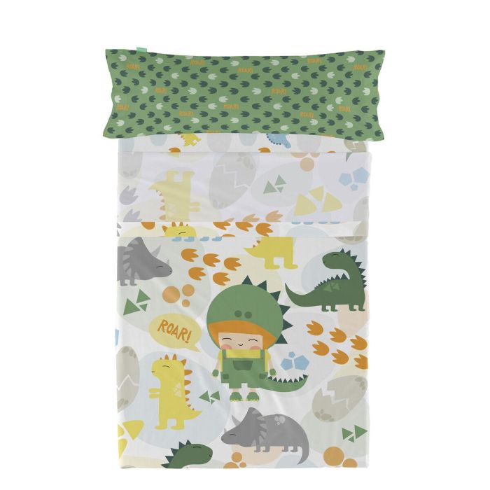 Juego de Sábanas HappyFriday Happynois Happydino Multicolor Cama de 105 2 Piezas