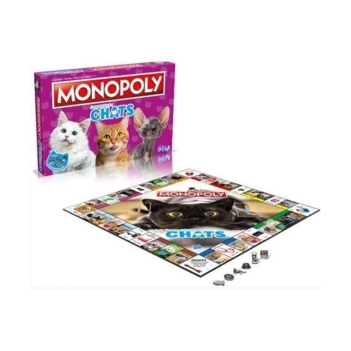 Monopoly Cats - Juego de mesa - MOVIMIENTOS GANADORES - Monopoly con gatos en diferentes lugares.