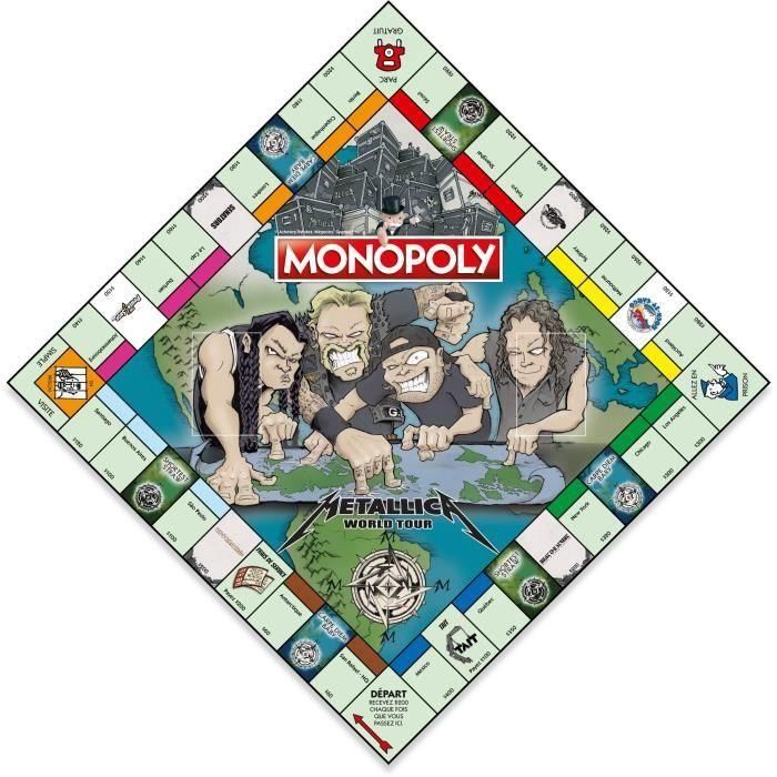 Juego de mesa - WINNING MOVES - Monopoly Metallica - Acompaña a la banda en una gira mundial 2