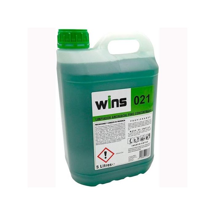 Vinfer limpiador amoniacal pino concentrado wins 021 verde -garrafa 5l-