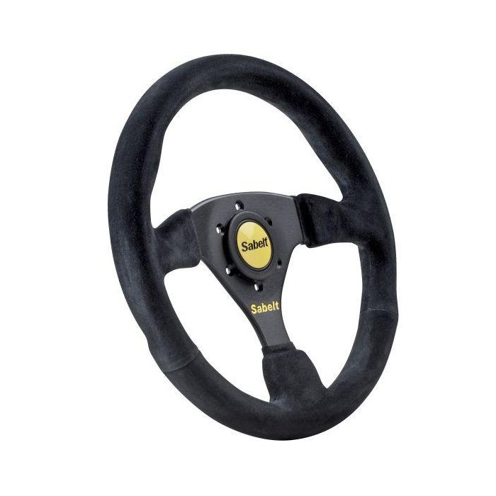 Sabelt SBRFVO2010X Volante SW-633 330mm de Diámetro Plano en Ante Negro 3 Radios para Coche Rally / Salón con Claxon