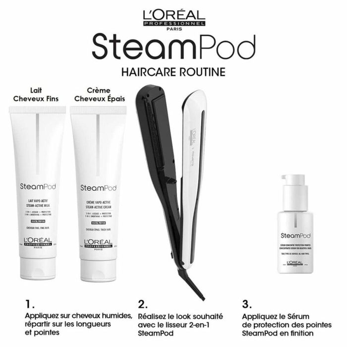 L'Oréal Professionnel Steampod 3.0 Plancha de Pelo Profesional de Vapor 2 en 1 para Alisado y Ondulado con Flujo Mejorado y Doble Tecnología 1