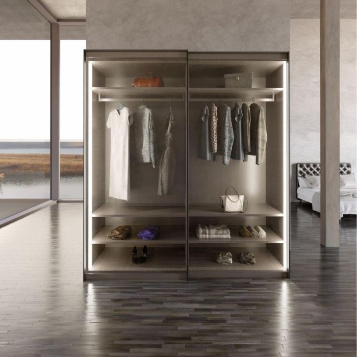 TERNO Herraje Marco de Aluminio FINE Kit Interno para Puertas Correderas Negro Cepillado y Blanco 2700x1000mm Cristal 4mm 1