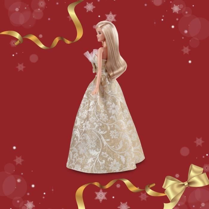 Barbie Muñeca Feliz Navidad JBH95 - MATJBH95 - Muñeca Rubia Coleccionable 4