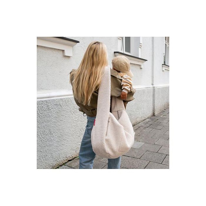 Reisenthel Moonbag Bolso Grande Blanco Teddy Sand, 24 L, Poliéster, 48 x 14 x 33 cm