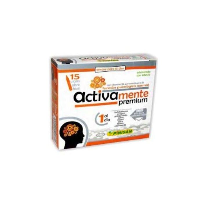 PINISAN Activamente Premium 15Viales con Colina, Inositol, Omega 3, Ginkgo y Vitamina B6 para la Función Psicológica y Reducción de Fatiga