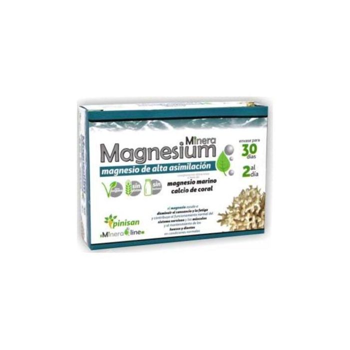 Mineraline Magnesium 60 Cápsulas. Suplemento de Magnesio para reducir el cansancio y mejorar músculos y huesos.