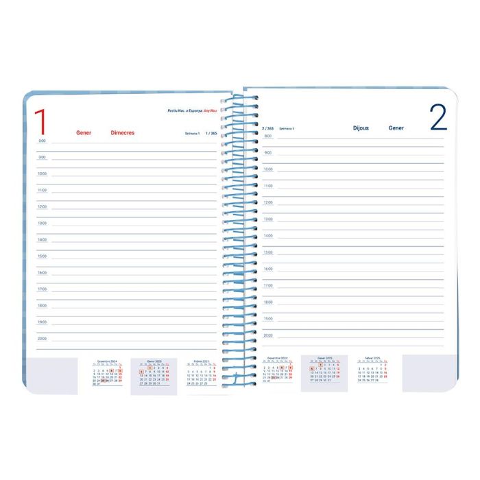 Agenda Espiral Liderpapel Syros A5 2025 Dia Pagina Color Azul Papel 60 gr Catalan 8