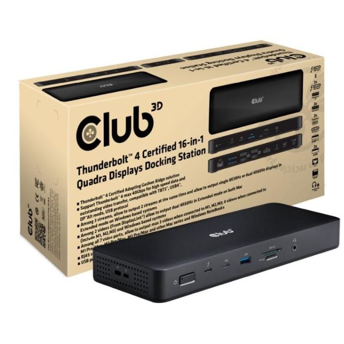 Club3D Thunderbolt4 16-in-1 Dockingstation 4 Displays St/Bu 3 Club3D Thunderbolt4 16-in-1 Dockingstation 4 Displays St/Bu 3