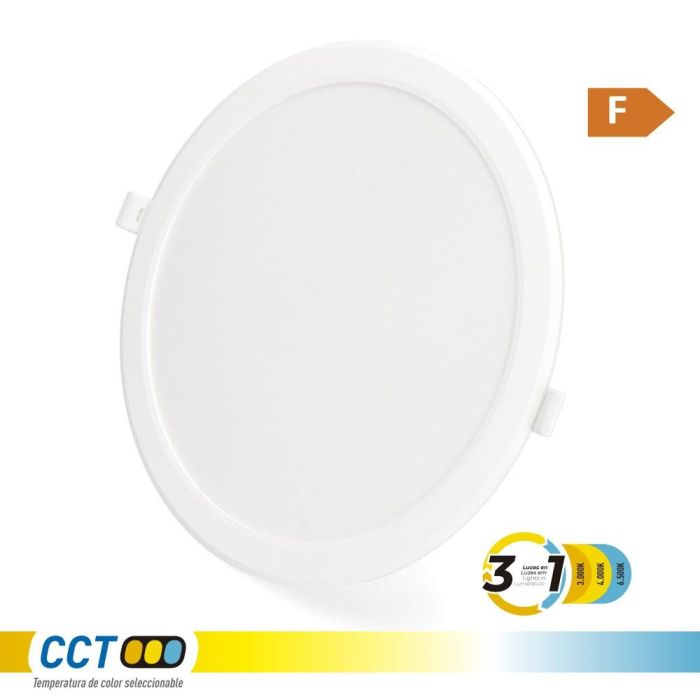 Edm Downlight LED Empotrable Redondo 18W 1820 lm 3CCT Marco Blanco Ø22,3 cm 0 Edm Downlight LED Empotrable Redondo 18W 1820 lm 3CCT Marco Blanco Ø22,3 cm 0