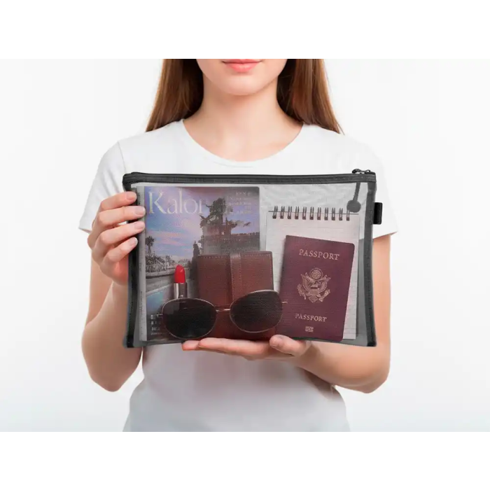 Liderpapel Bolsa Zipper Bag Poliéster Transpirable Multiusos Din A4 Negro con Cierre de Cremallera 6