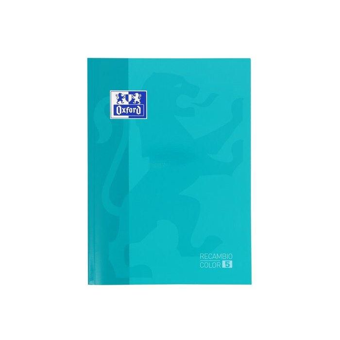 Recambio Oxford School Color 5 Encolado A4+ 80H 90Gr 4 Taladros Cuadric.5X5 Aqua (5 Colores En Recuadro) (Set de 5)