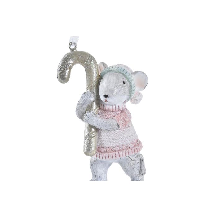 Figura Navidad Fantasia DKD Home Decor Gris Rosa 3 x 8.5 x 5 cm (3 Unidades) 2