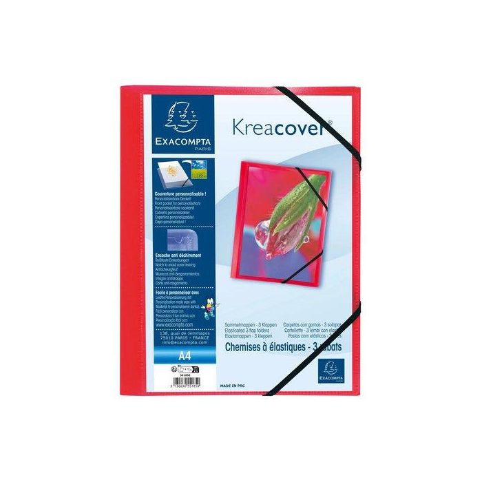 Carpeta De Gomas Y Solapas Exacompta Kreacover Pp Translucido A4 Rojo (Set de 5)