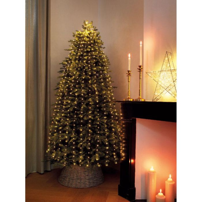 Lumineo Guirnalda Micro LED para Árbol de 180 cm, 408 Leds, Luz Cálida, Exterior IP44, Cable Verde, Temporizador 8h