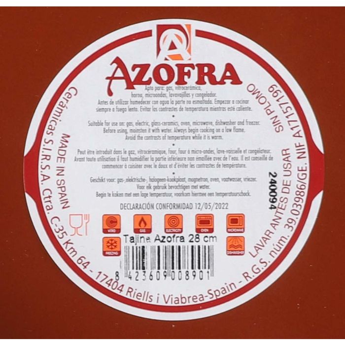 Azofra Tajin Toscana Natural 28 cm 2