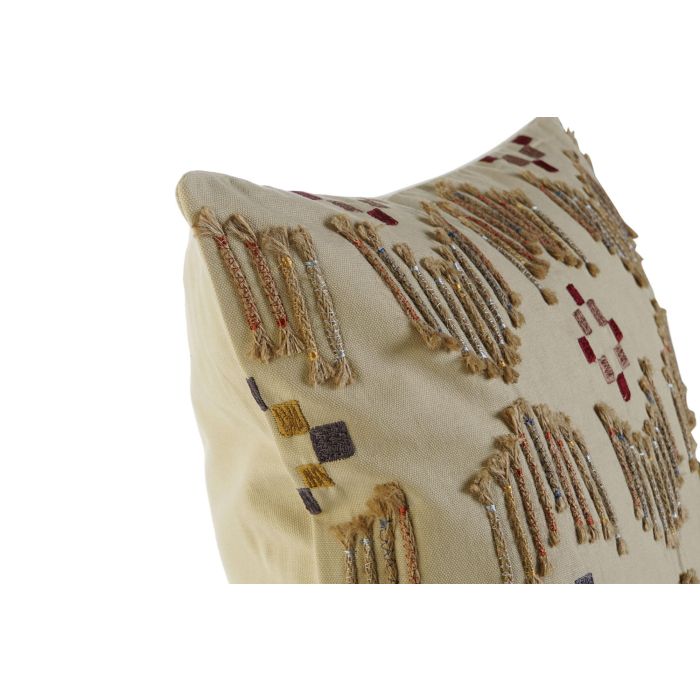 DKD Home Decor Funda Cojín Beige 50x50 cm Poliéster con Cremallera Oculta Lavado en Seco 5