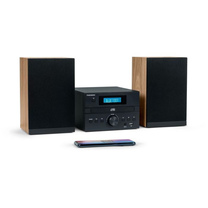 Thomson THO3499550389999 Microcadena Bluetooth, Radio CD MP3 USB DAB, Madera y Negro 3