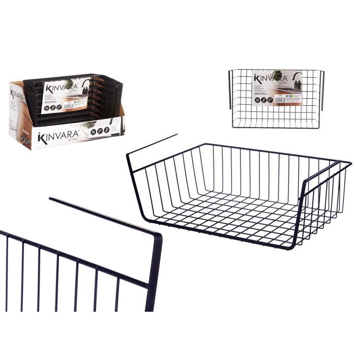 Soporte Negro Metal Cesto Kinvara 40x25.5x14 cm - Hierro (12 Unidades) Soporte Negro Metal Cesto Kinvara 40x25.5x14 cm - Hierro (12 Unidades)