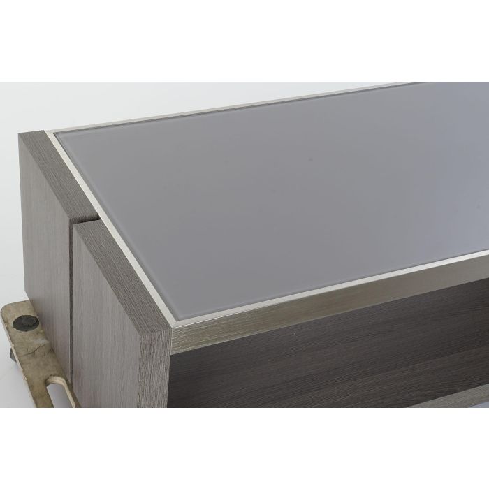 DKD Home Decor Mesa Centro Gris Roble Aluminio Cristal Templado 120 x 60 x 37.5 cm 1