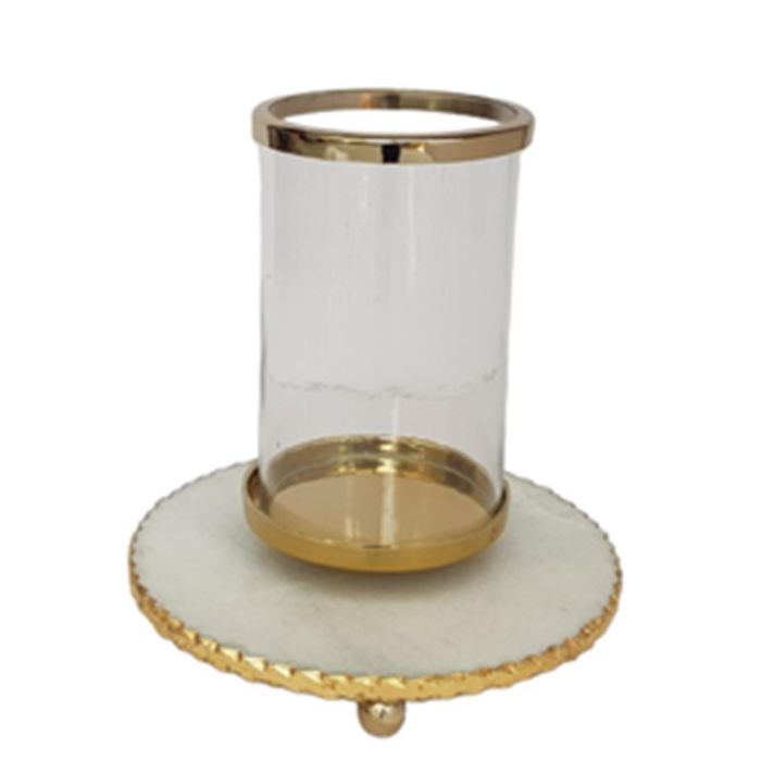 Portavela Moderno DKD Home Decor Blanco Dorado 25 x 27 x 25 cm Portavela Moderno DKD Home Decor Blanco Dorado 25 x 27 x 25 cm