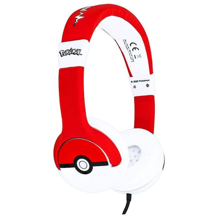 OTL Technologies Auriculares Infantiles Pokémon Pokeball 85dB Jack 3.5mm Diadema Ajustable para Niños 3-7 Años