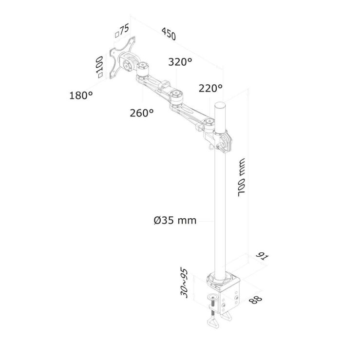 Soporte de Mesa para Pantalla Neomounts FPMA-D935POLE70 10" 30" 1