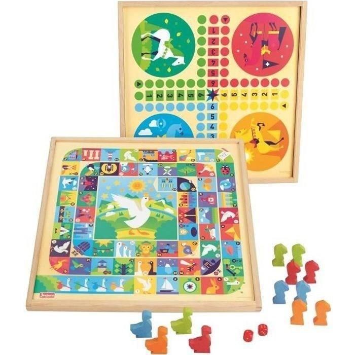 JEUJURA Juego de ganso y caballos pequeños - Bandeja de madera JEUJURA Juego de ganso y caballos pequeños - Bandeja de madera